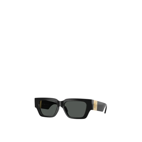 Medusa Plaque Sunglasses in Black Metal