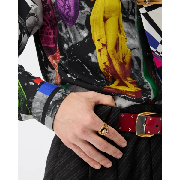 Versace Medusa Ring in Black and Gold, view 2 | Rings