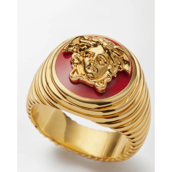 Versace Medusa Ring in Red and Gold, view 2 | Rings