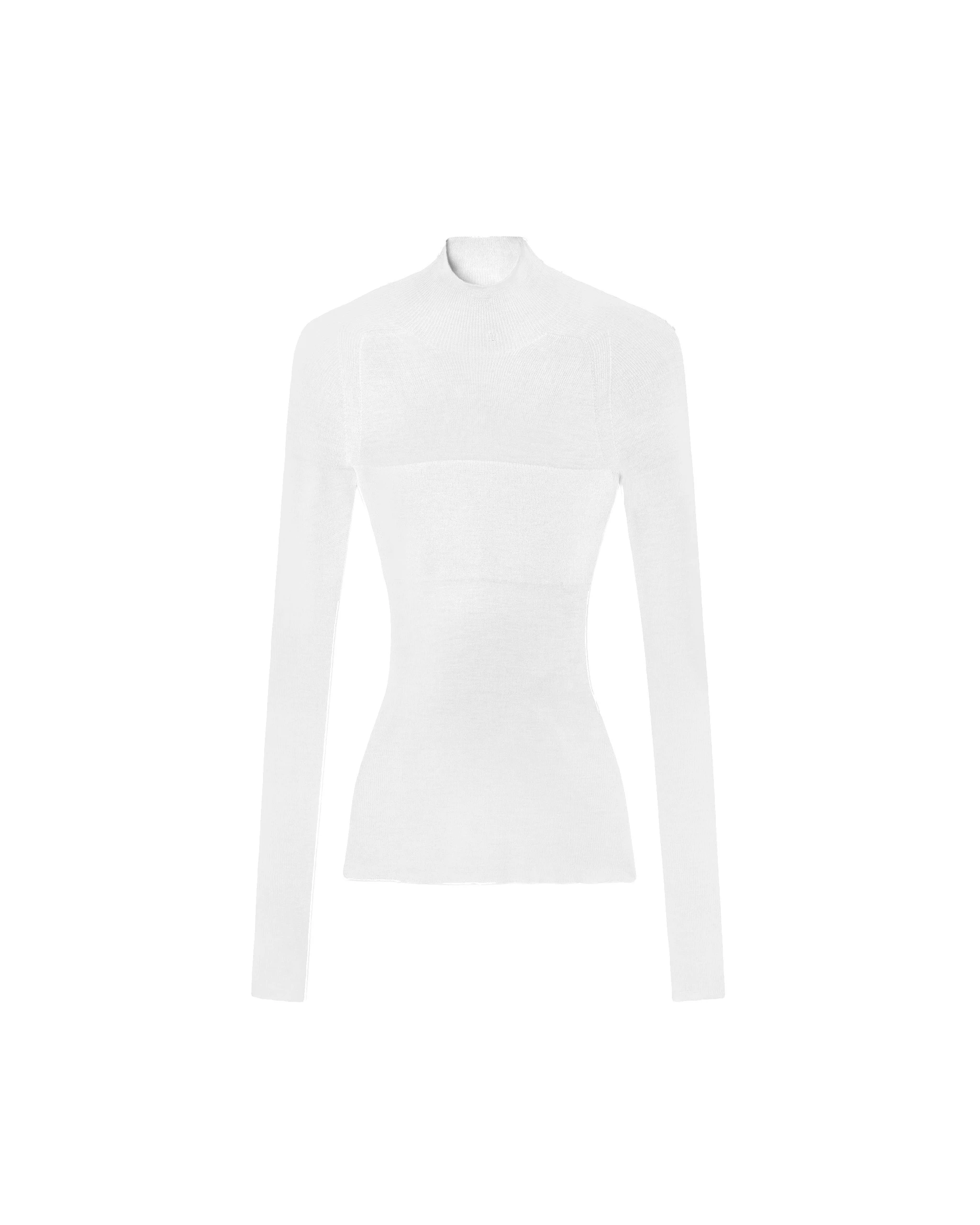 Versace Merino Wool Fitted Ribbed Knit Top in White Versace Merino Wool Fitted Ribbed Knit Top in White | Tops | Coveti
