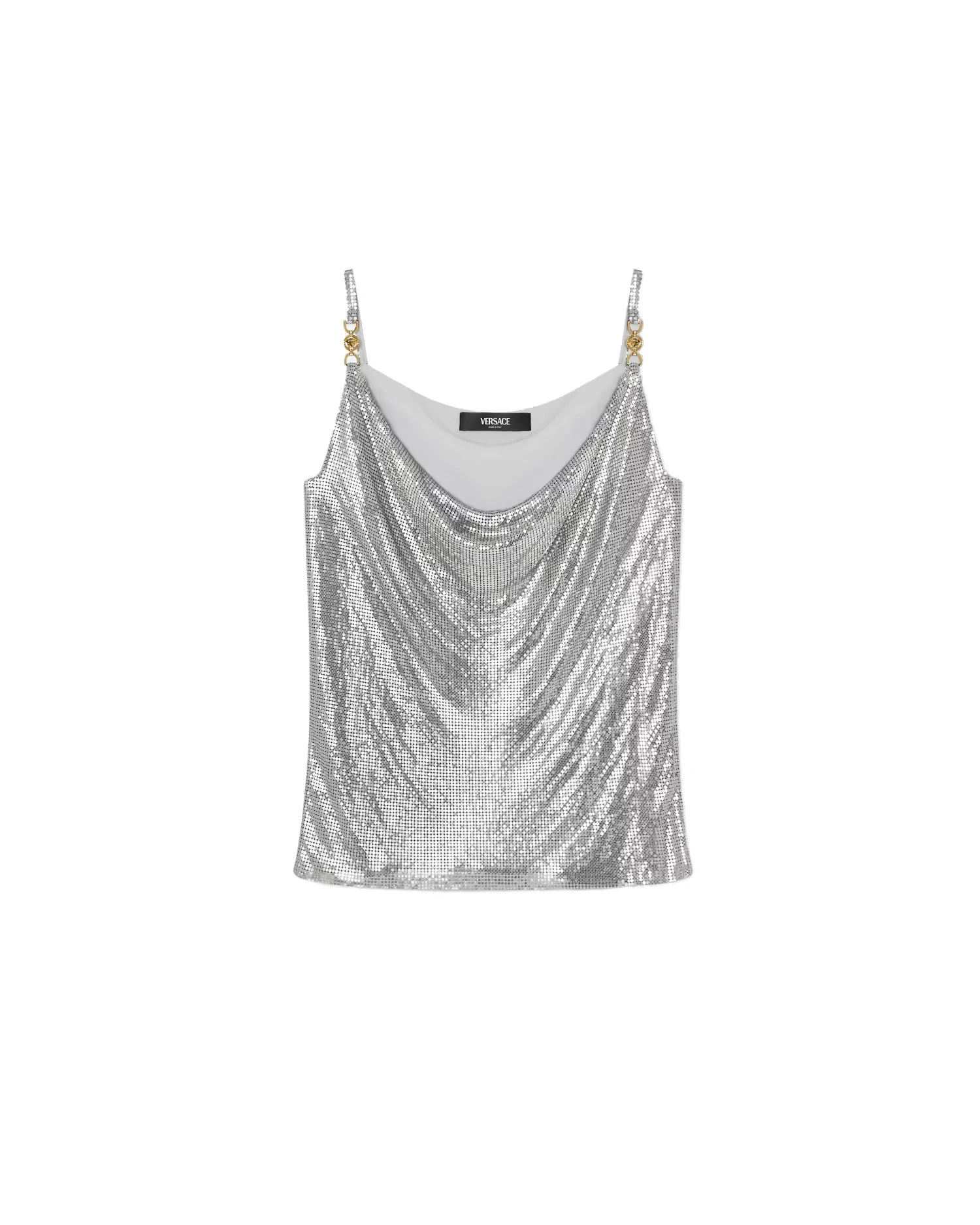 Versace Metal Mesh Camisole Top in Silver Versace Metal Mesh Camisole Top in Silver | Camisoles | Coveti