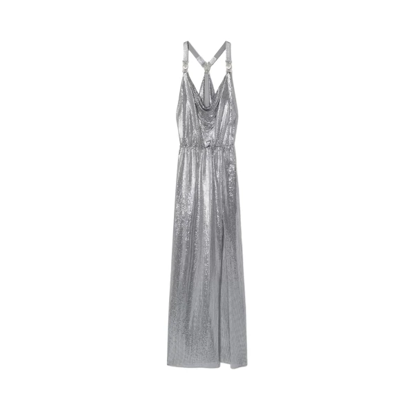 Metal Mesh Gown in Silver