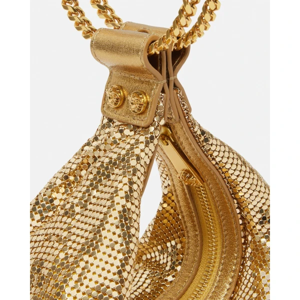 Versace Metal Mesh Mini Bag in Gold, view 4 | Mini Bags