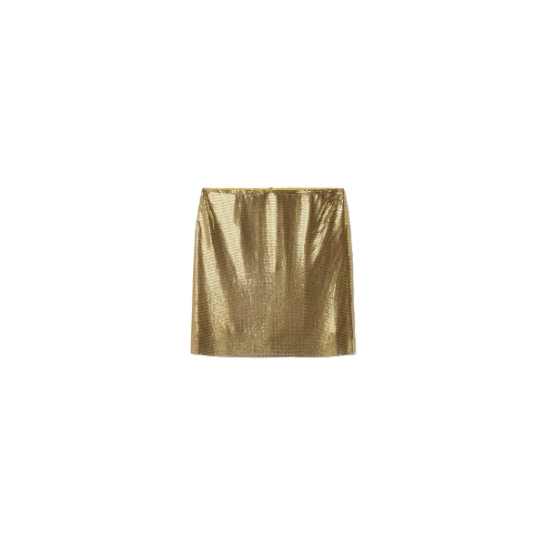 Metal Mesh Mini Skirt in Gold