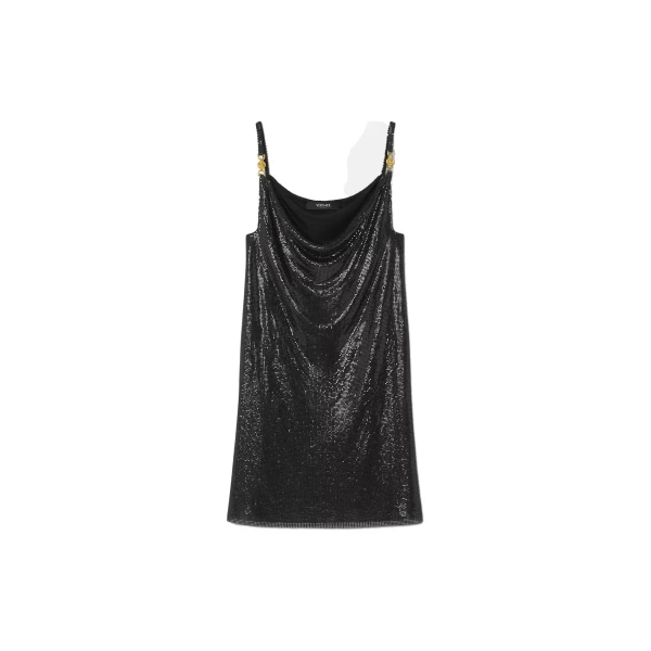 Versace Metal Mesh Slip Mini Dress in Black | Mini Dresses | Coveti