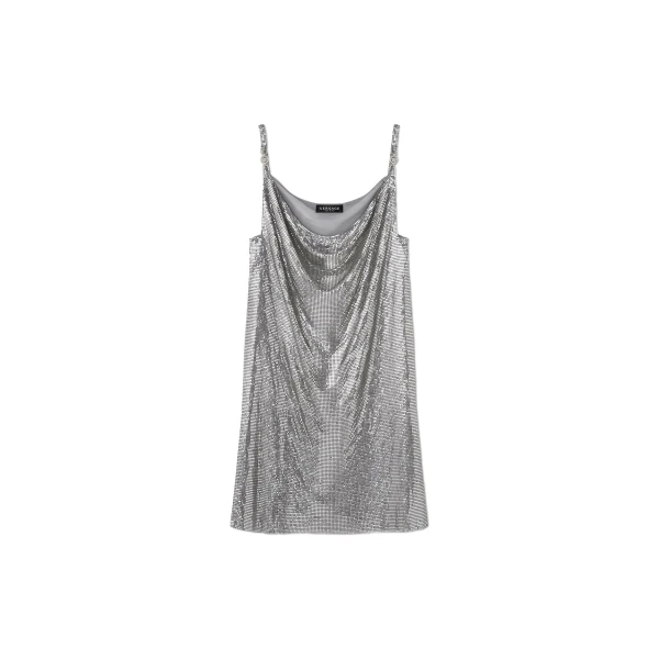 Versace Metal Mesh Slip Mini Dress in Silver | Mini Dresses | Coveti