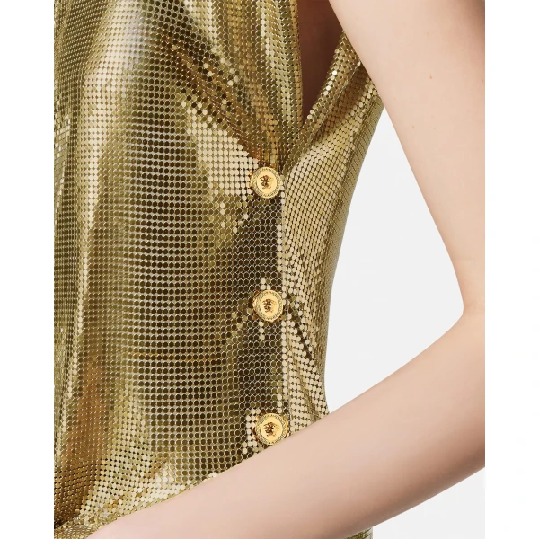 Versace Metal Mesh Top in Gold, view 3 | Tops