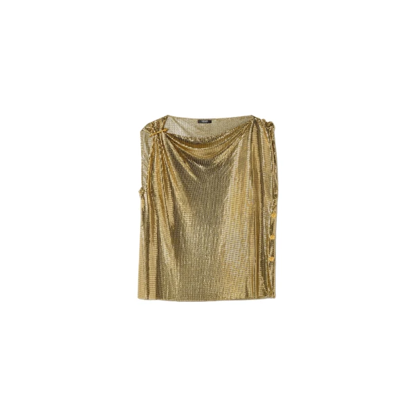 Versace Metal Mesh Top in Gold | Tops | Coveti