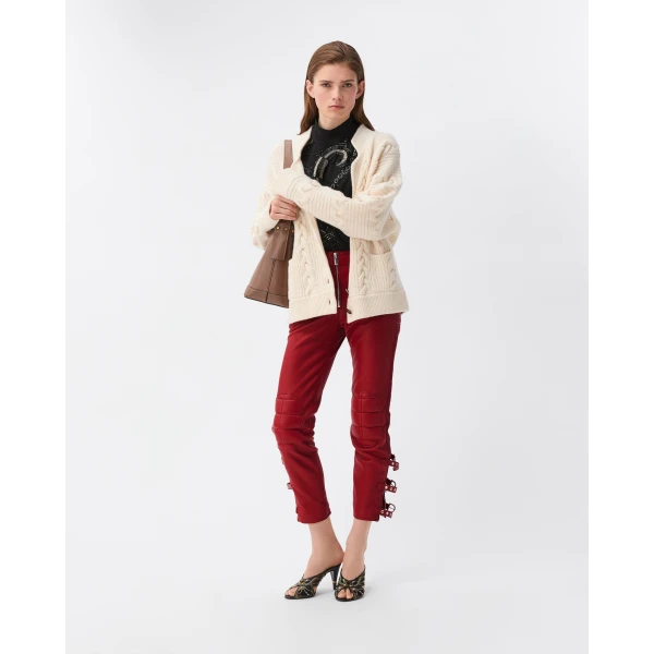Versace Nappa Biker Pants in Red, view 2 | Leather Jackets