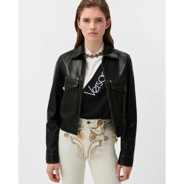 Versace Nappa Blouson in Black, view 2 | Leather Jackets