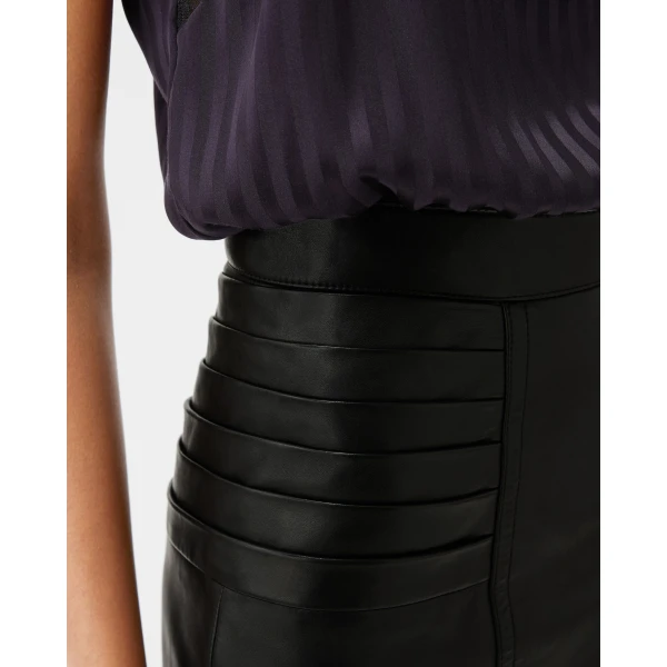 Versace Nappa Midi Skirt in Black, view 5 | Leather Skirts