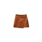 Versace Nappa Plongé Mini Skirt in Brown | Leather Skirts | Coveti