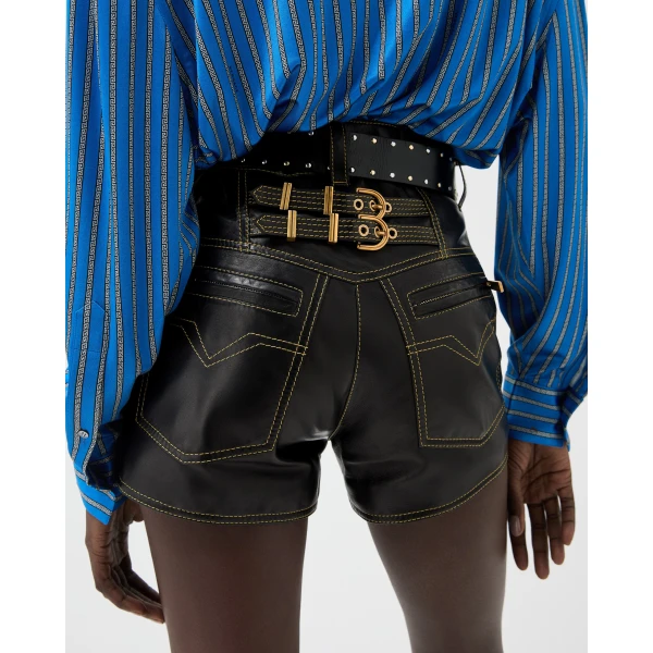 Versace Nappa Shorts in Black, view 5 | Shorts