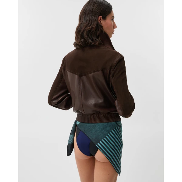 Versace Nappa and Suede Blouson in Brown, view 3 | Leather Jackets