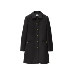 Versace Natté Wool Coat in Black | Wool Coat | Coveti