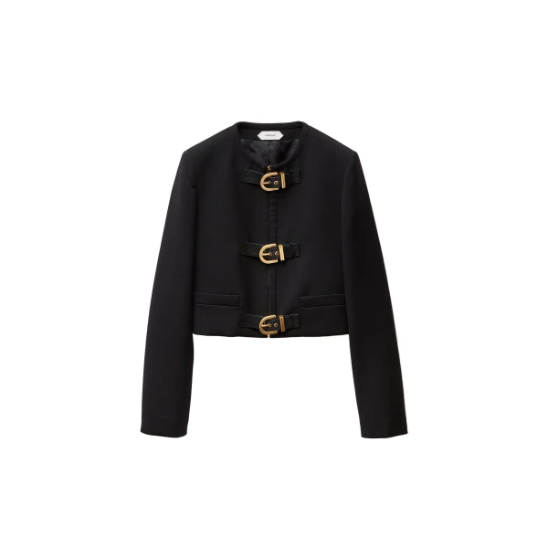 Versace Natté Wool Crop Jacket in Black | Jackets | Coveti