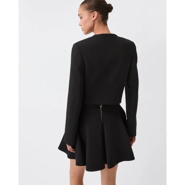 Versace Natté Wool Mini Skirt in Black, view 3 | Mini Skirts