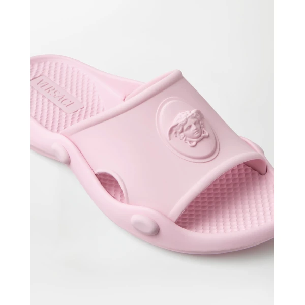 Versace Nettuno Rubber Slides in Pink, view 5 | Flip Flops & Slides