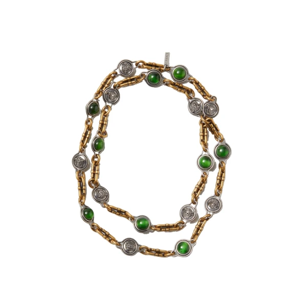 Novantatré Long Necklace in Green and Gold