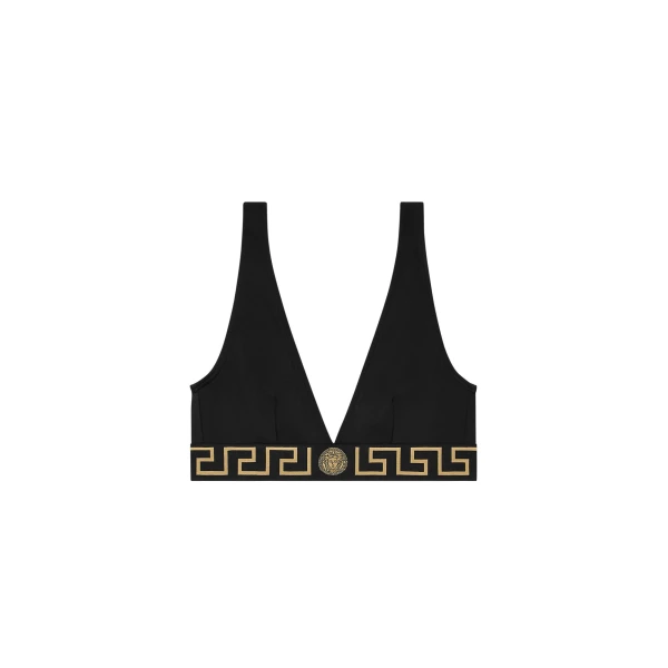 Nylon-Blend Bikini Top in Black