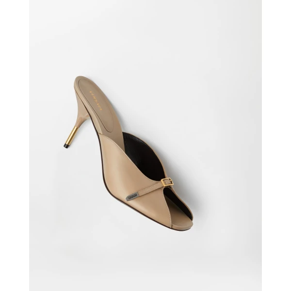 Versace Nyx Leather Mules 80 mm in Beige, view 4 | Mules