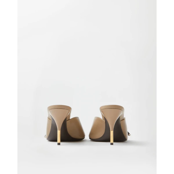 Versace Nyx Leather Mules 80 mm in Beige, view 6 | Mules