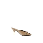 Versace Nyx Leather Mules 80 mm in Beige | Mules | Coveti