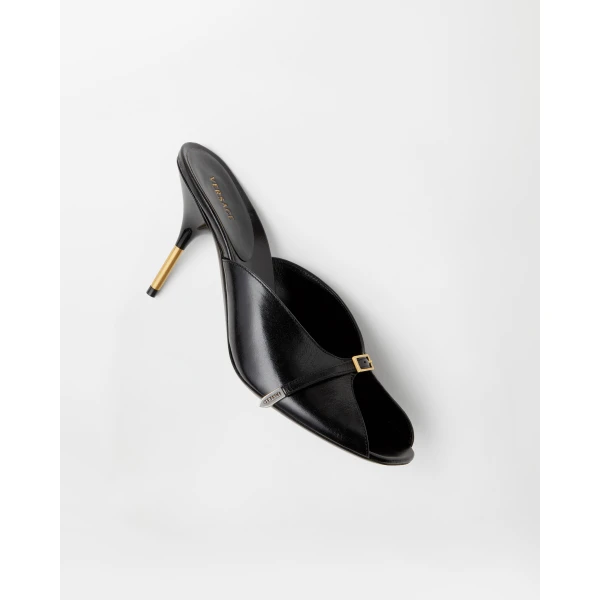 Versace Nyx Leather Mules 80 mm in Black, view 4 | Mules