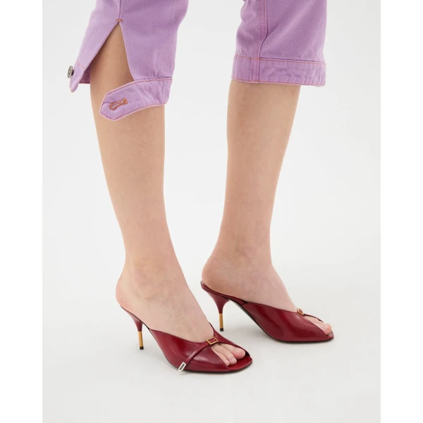 Versace Nyx Leather Mules 80 mm in Burgundy, view 2 | Mules