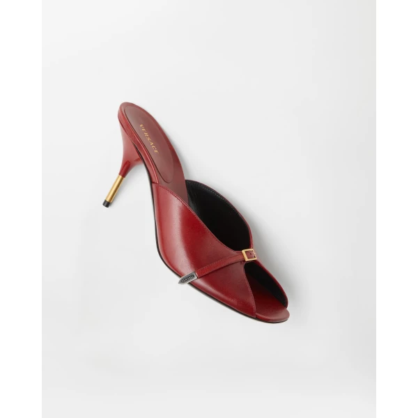 Versace Nyx Leather Mules 80 mm in Burgundy, view 4 | Mules
