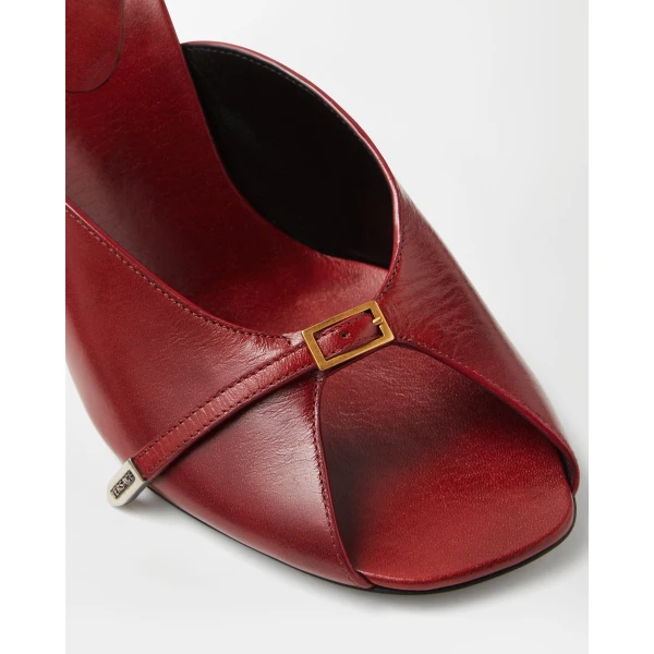 Versace Nyx Leather Mules 80 mm in Burgundy, view 6 | Mules