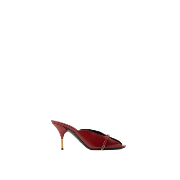 Nyx Leather Mules 80 mm in Burgundy