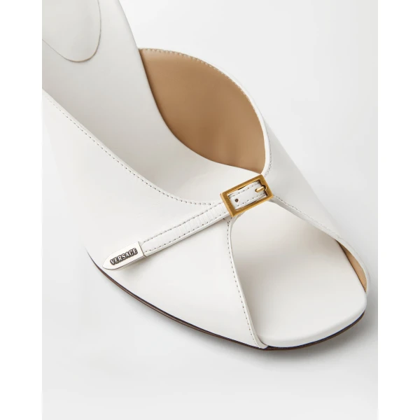 Versace Nyx Leather Mules 80 mm in White, view 5 | Mules