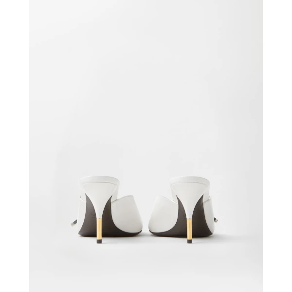 Versace Nyx Leather Mules 80 mm in White, view 6 | Mules