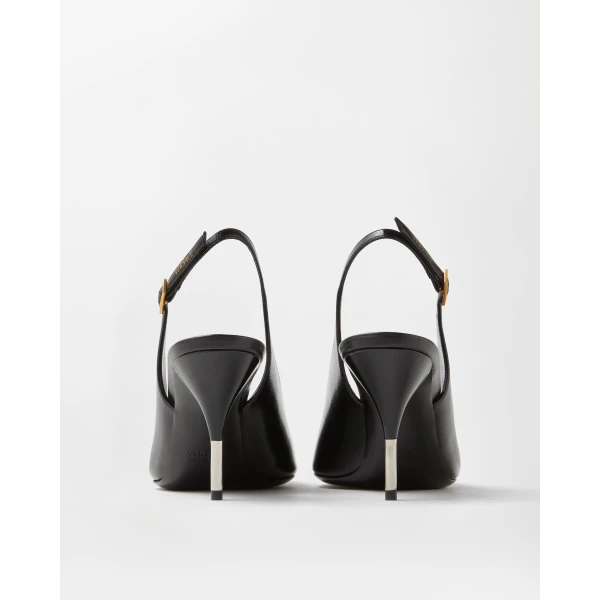 Versace Nyx Leather Slingbacks 80 mm in Black, view 4 | Heels