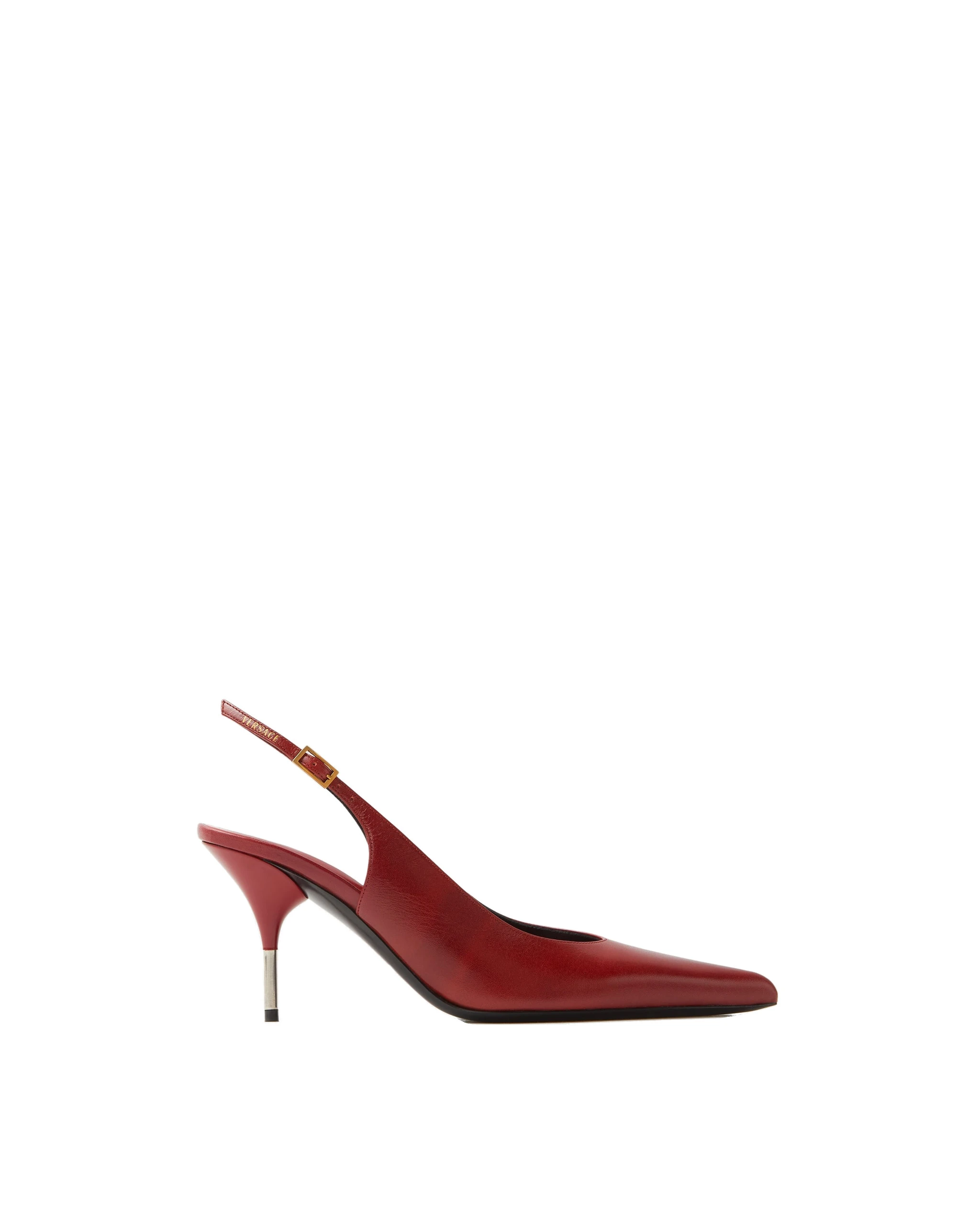 Versace Nyx Leather Slingbacks 80 mm in Burgundy Versace Nyx Leather Slingbacks 80 mm in Burgundy | Heels | Coveti