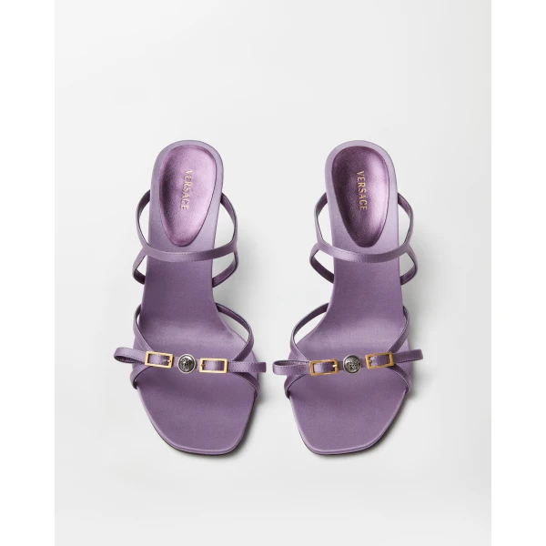 Versace Nyx Satin Mules 80 mm in Purple, view 3 | Mules