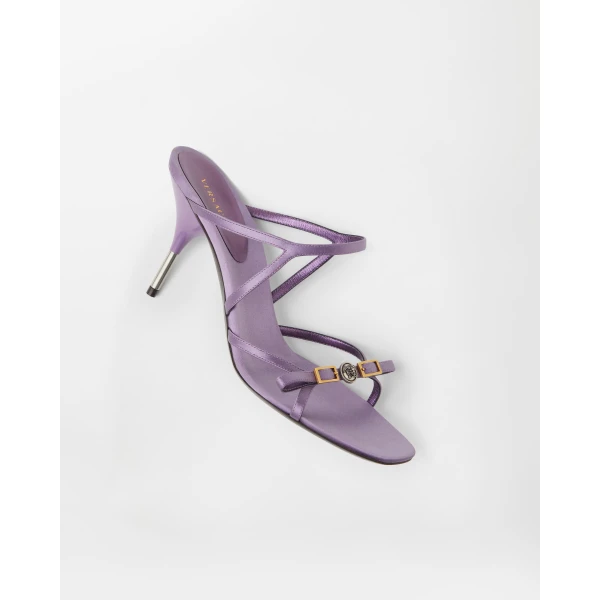 Versace Nyx Satin Mules 80 mm in Purple, view 4 | Mules