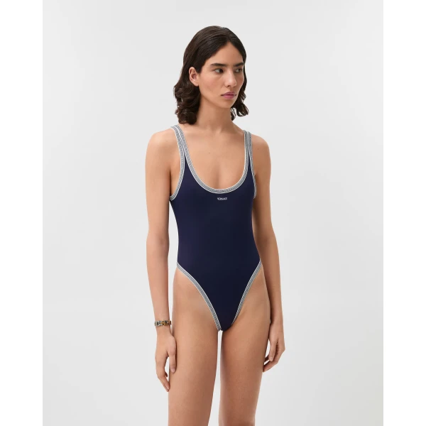 Versace One-Piece Swimsuit in Blue, view 2 | Swimsuits