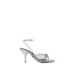 Versace Opera Bow Metallic Sandals 85 mm in Silver | Sandals | Coveti