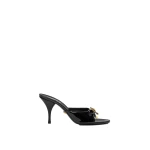 Versace Opera Bow Patent Mules 85 mm in Black and Gold | Mules | Coveti
