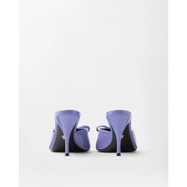 Versace Opera Bow Patent Mules 85 mm in Lilac, view 5 | Mules