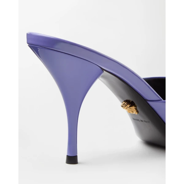 Versace Opera Bow Patent Mules 85 mm in Lilac, view 6 | Mules