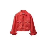 Versace Oversized Denim Blouson in Red | Denim | Coveti