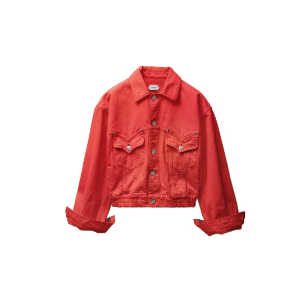 Oversized Denim Blouson in Red