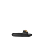 Versace Palazzo Rubber Sliders in Black | Flip Flops & Slides | Coveti