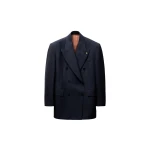 Versace Pinstripe Wool Blazer in Navy | Blazers | Coveti