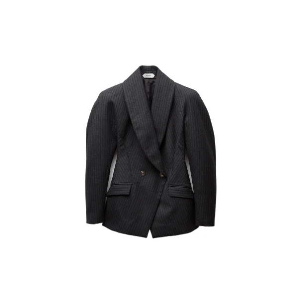 Versace Pinstripe Wool Twill Jacket in Grey | Jackets | Coveti