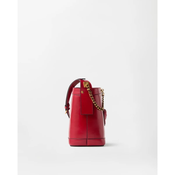 Versace Pivot Mini Leather Bucket Bag in Red, Ref. 1RF1J, view 2 | Bucket Bags