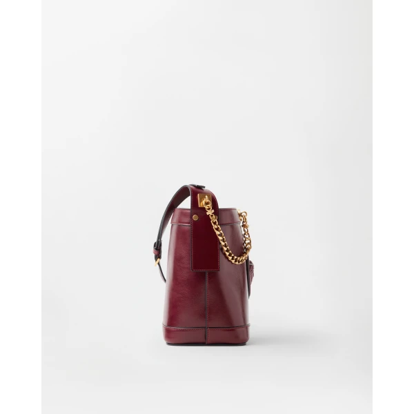 Versace Pivot Mini Leather Bucket Bag in Red, Ref. 1RH8J, view 3 | Bucket Bags